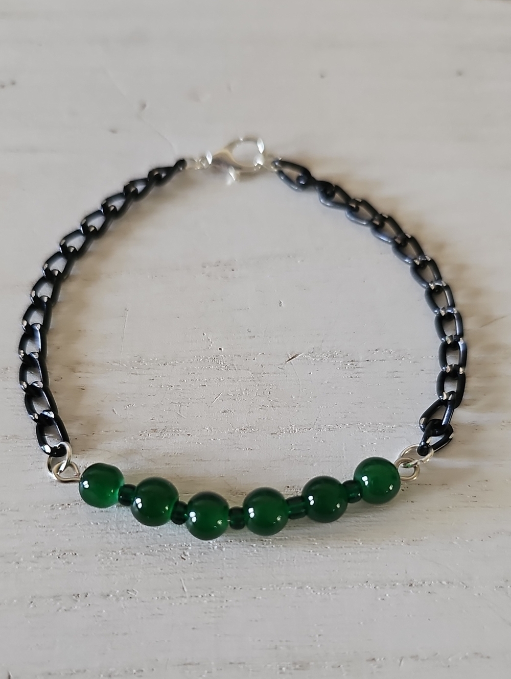Green Beaded Chain Bracelet